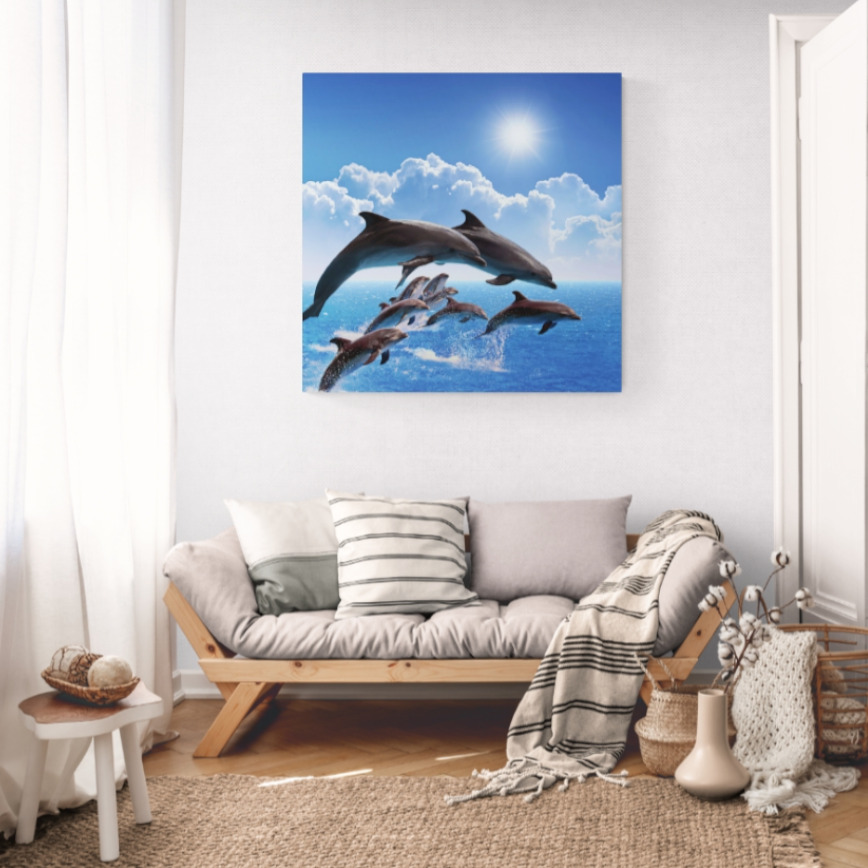 Canvas Wall Art - 1000 x 1000 - Dolphins