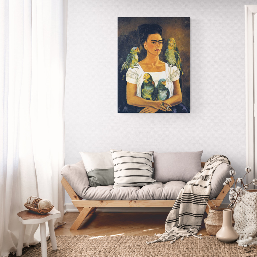 Canvas Wall Art - 750 x 1000 - Frida Kahlo Parrots