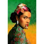 Canvas Wall Art - 1000 x 650 Frida Kahlo Smoking