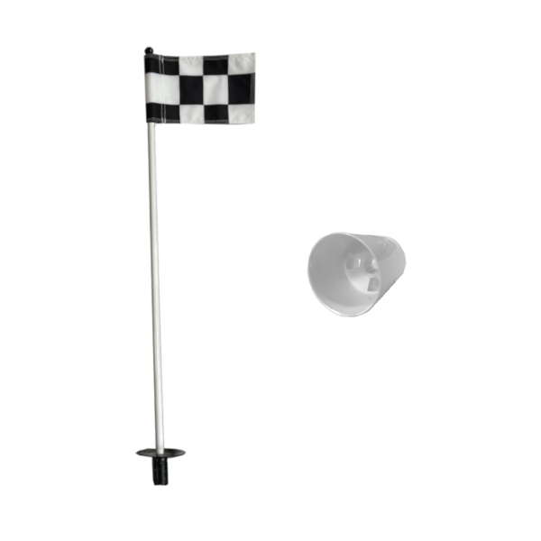 Tru-Strike Putting Green Pole, Cup & Chequered Black White Flag