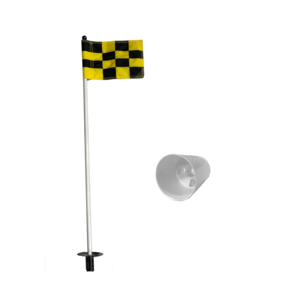 Tru-Strike Putting Green Pole, Cup & Chequered Yellow Flag