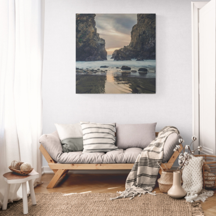 Canvas Wall Art - 1000 x 1000 - Rocks and Sea