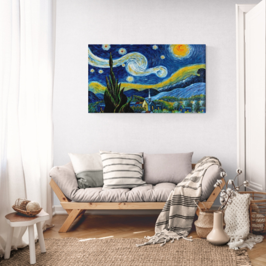 Canvas Wall Art - 1000 x 700 - Van Gogh Starry Night